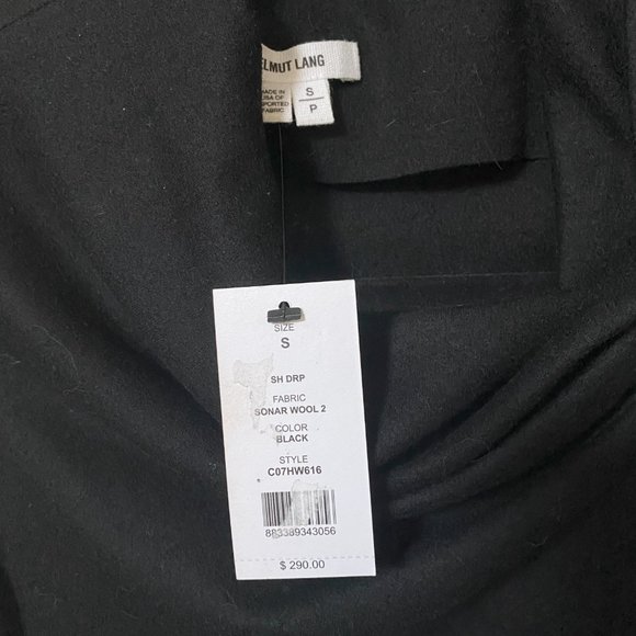 Helmut Lang NWT Sonar Wool Sleeveless Draped Asymmetrical Black Dress Size S - Picture 10 of 10